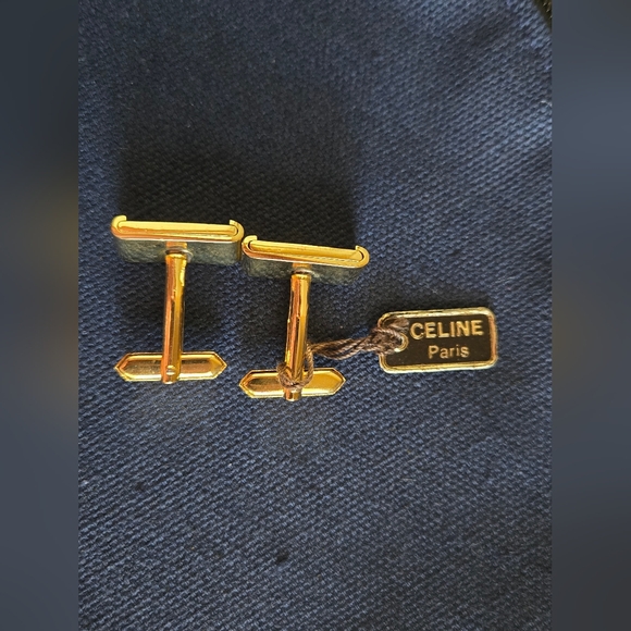 Celine Gold and Black Cufflinks - Picture 3 of 5